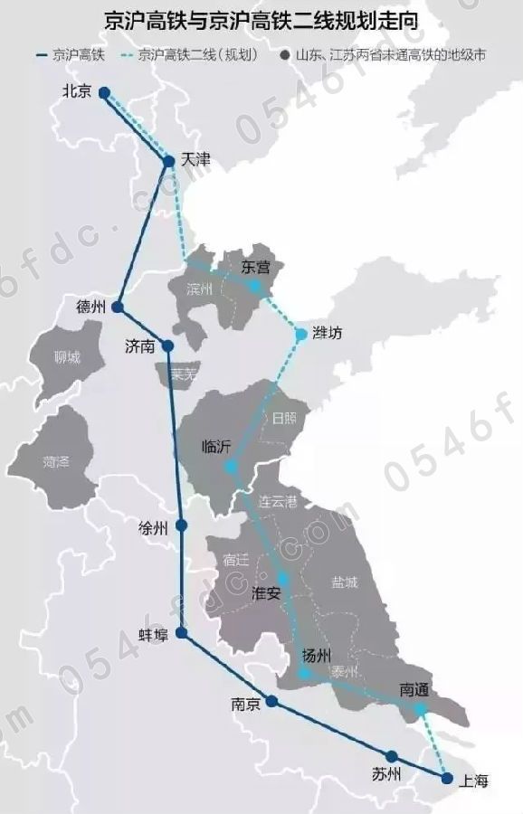京沪高铁第二通道:线路图↓   先来看看京沪高铁二线规划从东营都