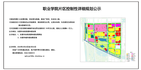 2024年东营市东城职业学院片区控制性详细规划公示